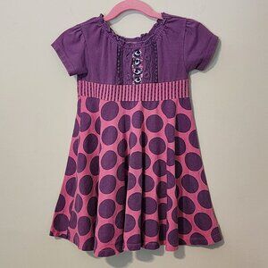 Naartjie Whimsical Sparkle dress sz 2T purple dots short sleeve Fade